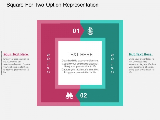 Square For Two Option Representation Powerpoint Templates