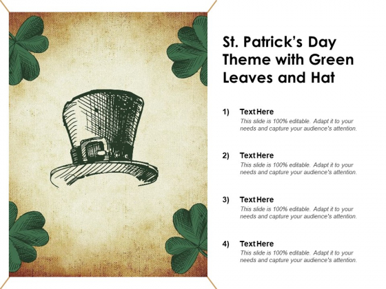 St Patricks Day Theme With Green Leaves And Hat Ppt Powerpoint Presentation Gallery Slides