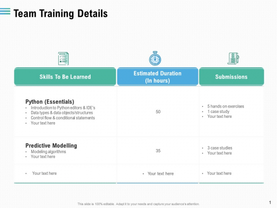 Staff Engagement Training And Development Team Training Details Portrait PDF