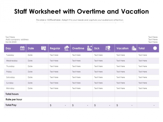 Staff Worksheet With Overtime And Vacation Ppt PowerPoint Presentation Template PDF Staff Worksheet With Overtime And Vacation Ppt PowerPoint Presentation Template PDF