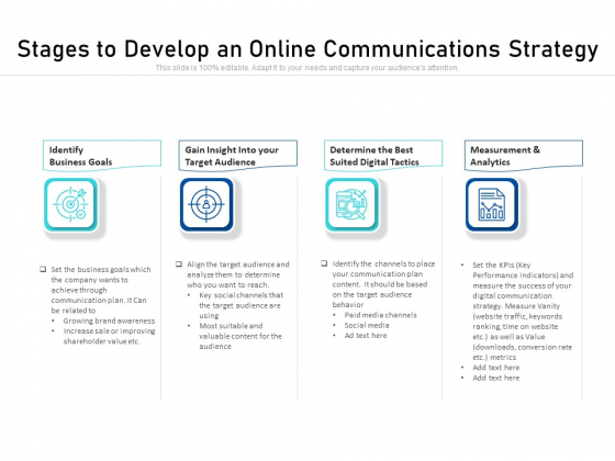 Stages To Develop An Online Communications Strategy Ppt PowerPoint Presentation Gallery Graphics PDF Stages To Develop An Online Communications Strategy Ppt PowerPoint Presentation Gallery Graphics PDF