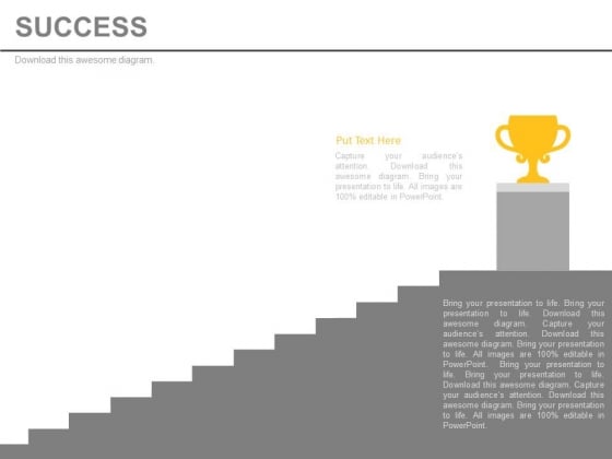 Stairs With Winner Trophy Podium Powerpoint Slides