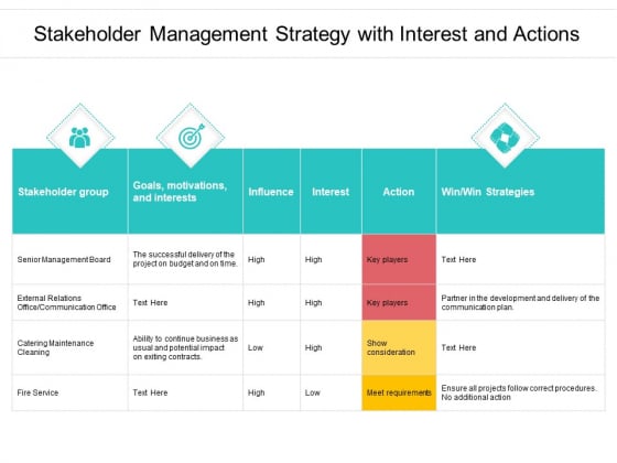 Stakeholder Management Strategy With Interest And Actions Ppt PowerPoint Presentation Infographics Structure PDF Stakeholder Management Strategy With Interest And Actions Ppt PowerPoint Presentation Infographics Structure PDF