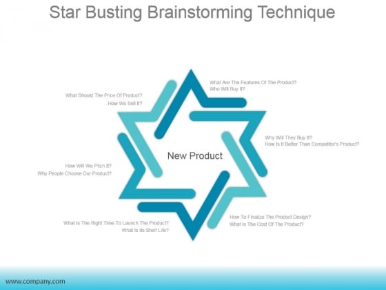 Star Busting Brainstorming Technique Ppt PowerPoint Presentation Summary