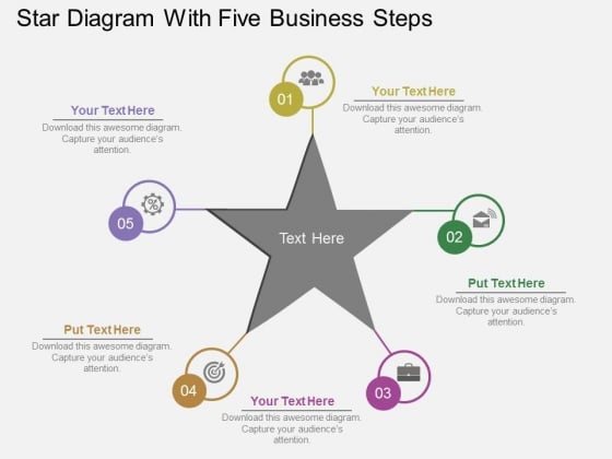 Star Diagram With Five Business Steps Powerpoint Templates