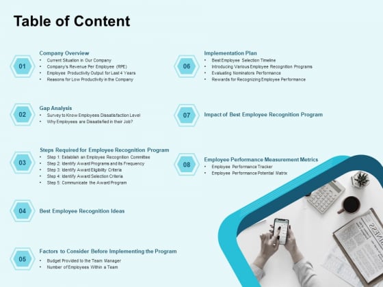 Star Performer Table Of Content Ppt Gallery Sample PDF