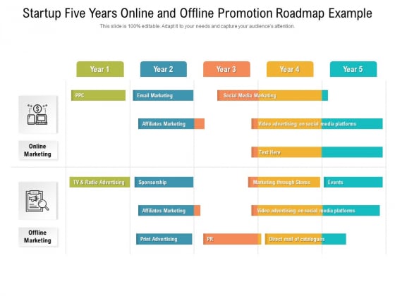 Startup Five Years Online And Offline Promotion Roadmap Example Microsoft Startup Five Years Online And Offline Promotion Roadmap Example Microsoft