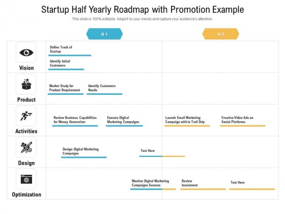 Startup Half Yearly Roadmap With Promotion Example Mockup Startup Half Yearly Roadmap With Promotion Example Mockup
