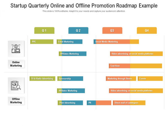 Startup Quarterly Online And Offline Promotion Roadmap Example Graphics Startup Quarterly Online And Offline Promotion Roadmap Example Graphics