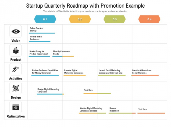 Startup Quarterly Roadmap With Promotion Example Icons Startup Quarterly Roadmap With Promotion Example Icons