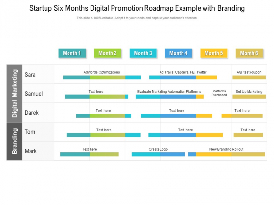 Startup Six Months Digital Promotion Roadmap Example With Branding Template Startup Six Months Digital Promotion Roadmap Example With Branding Template