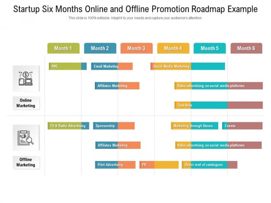 Startup Six Months Online And Offline Promotion Roadmap Example Sample Startup Six Months Online And Offline Promotion Roadmap Example Sample