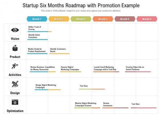 Startup Six Months Roadmap With Promotion Example Ideas Startup Six Months Roadmap With Promotion Example Ideas