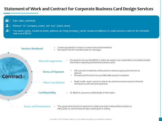 Statement Of Work And Contract For Corporate Business Card Design Services Summary PDF Statement Of Work And Contract For Corporate Business Card Design Services Summary PDF