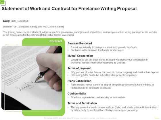 Statement Of Work And Contract For Freelance Writing Proposal Ppt Outline Ideas PDF Statement Of Work And Contract For Freelance Writing Proposal Ppt Outline Ideas PDF