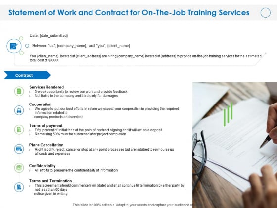Statement Of Work And Contract For On The Job Training Services Ppt Backgrounds PDF Statement Of Work And Contract For On The Job Training Services Ppt Backgrounds PDF