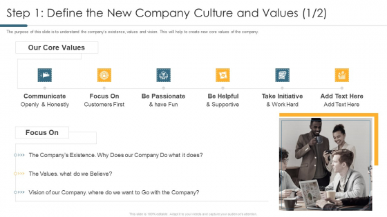 Step 1 Define The New Company Culture And Values Icon Topics PDF Step 1 Define The New Company Culture And Values Icon Topics PDF