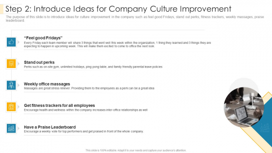 Step 2 Introduce Ideas For Company Culture Improvement Brochure PDF Step 2 Introduce Ideas For Company Culture Improvement Brochure PDF