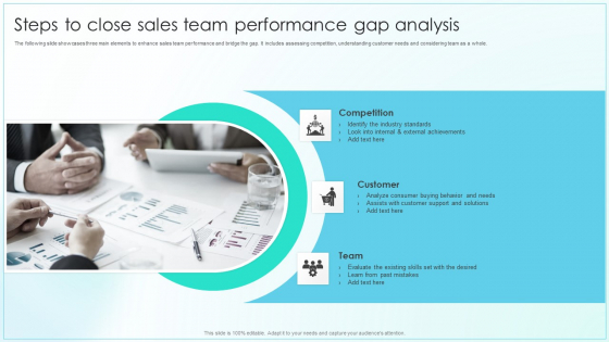 Steps To Close Sales Team Performance Gap Analysis Slides PDF