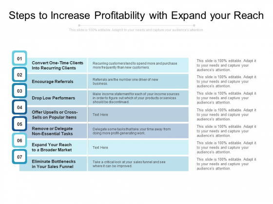 Steps To Increase Profitability With Expand Your Reach Ppt PowerPoint Presentation Model Information PDF Steps To Increase Profitability With Expand Your Reach Ppt PowerPoint Presentation Model Information PDF