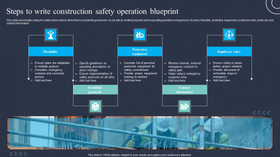Steps To Write Construction Safety Operation Blueprint Summary PDF