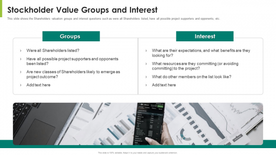 Stockholder Value Groups And Interest Ppt Model Visual Aids Pdf