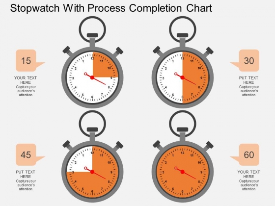 Stopwatch With Process Completion Chart Powerpoint Template Stopwatch With Process Completion Chart Powerpoint Template
