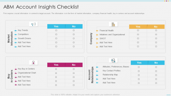 Strategic Account Management By Selling And Advertisement Abm Account Insights Checklist Sample PDF Strategic Account Management By Selling And Advertisement Abm Account Insights Checklist Sample PDF