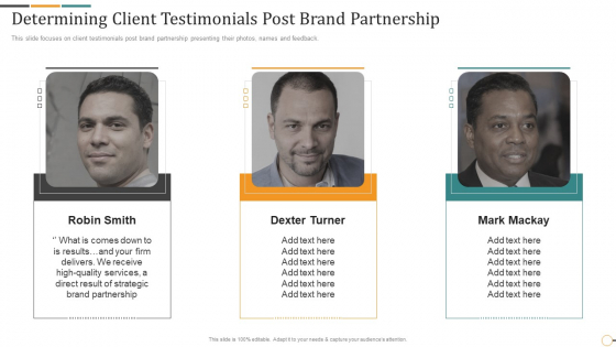 Strategic Brand Partnership Investor Determining Client Testimonials Post Brand Partnership Structure PDF