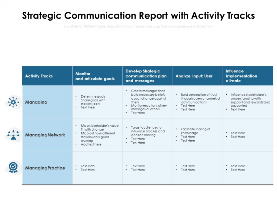 Strategic Communication Report With Activity Tracks Ppt PowerPoint Presentation Gallery Structure PDF Strategic Communication Report With Activity Tracks Ppt PowerPoint Presentation Gallery Structure PDF