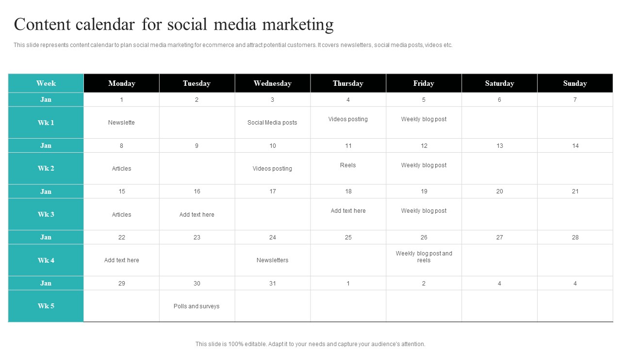 Strategic Plan For B2B Enterprises Content Calendar For