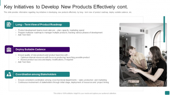 Strategic Guide To Launch New Product In Market Key Initiatives To Develop New Products Effectively Cont Diagrams PDF
