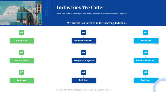 Strategic Plan For Business Expansion And Growth Industries We Cater Background PDF Strategic Plan For Business Expansion And Growth Industries We Cater Background PDF