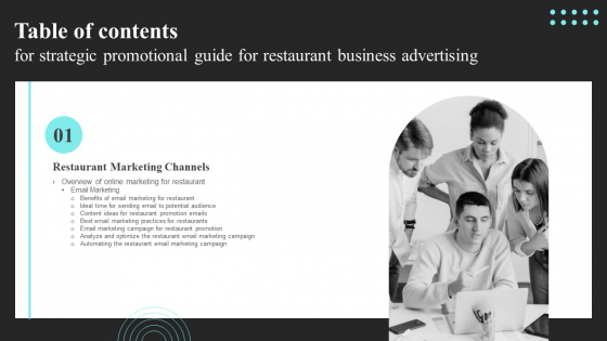 Strategic Promotional Guide For Restaurant Business Advertising For Table Of Contents Pictures PDF