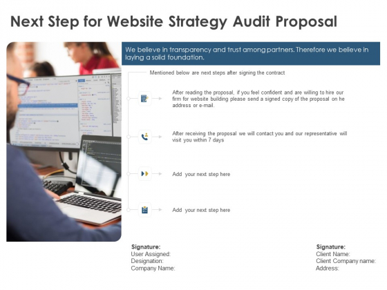 Strategic SEO Audit Next Step For Website Strategy Audit Proposal Elements PDF