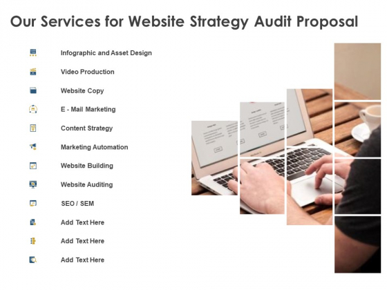 Strategic SEO Audit Our Services For Website Strategy Audit Proposal Graphics PDF