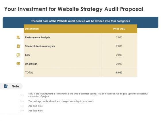 Strategic SEO Audit Your Investment For Website Strategy Audit Proposal Elements PDF Strategic SEO Audit Your Investment For Website Strategy Audit Proposal Elements PDF