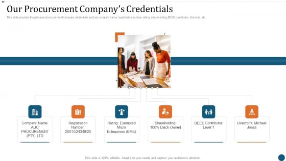 Strategic Sourcing Plan Our Procurement Companys Credentials Background PDF Strategic Sourcing Plan Our Procurement Companys Credentials Background PDF