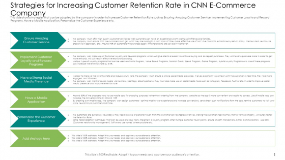 Strategies For Increasing Customer Retention Rate In CNN E Commerce Company Pictures PDF