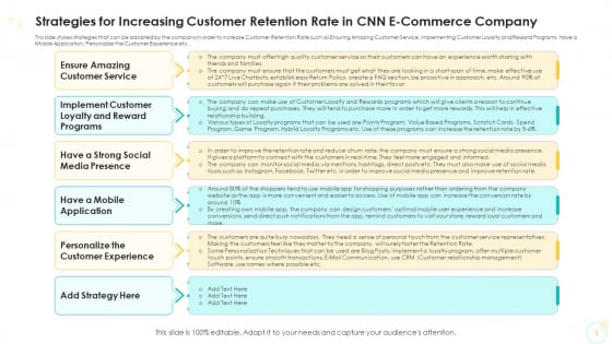 Strategies For Increasing Customer Retention Rate In CNN E Commerce Company Topics PDF