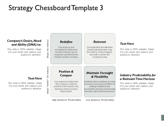 Strategy Chessboard Maintain Foresight And Flexibility Companys Desire Need And Ability Ppt PowerPoint Presentation Ideas Picture Strategy Chessboard Maintain Foresight And Flexibility Companys Desire Need And Ability Ppt PowerPoint Presentation Ideas Picture