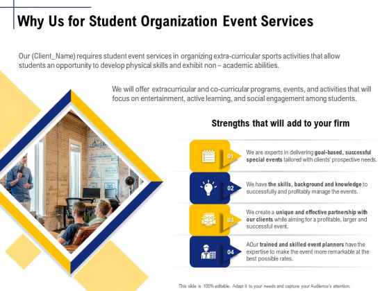 Student Club Event Planning Why Us For Student Organization Event Services Ppt Layouts Influencers PDF Student Club Event Planning Why Us For Student Organization Event Services Ppt Layouts Influencers PDF