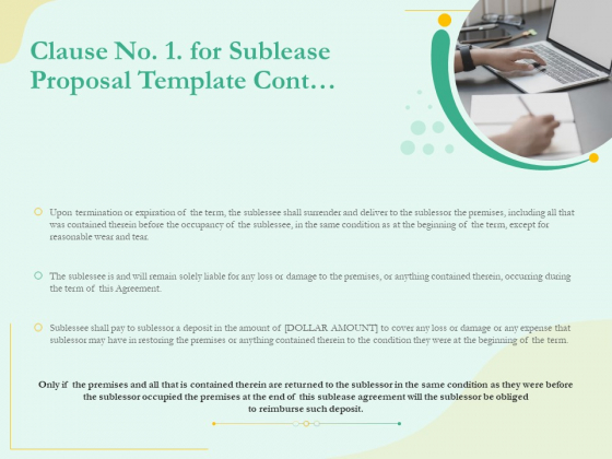 Sublease Agreement Clause No 1 For Sublease Proposal Template Cont Ppt Professional Guidelines PDF Sublease Agreement Clause No 1 For Sublease Proposal Template Cont Ppt Professional Guidelines PDF