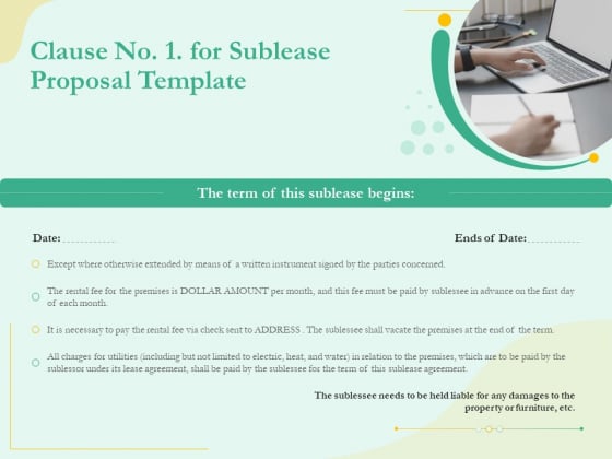 Sublease Agreement Clause No 1 For Sublease Proposal Template Ppt Summary Master Slide PDF Sublease Agreement Clause No 1 For Sublease Proposal Template Ppt Summary Master Slide PDF