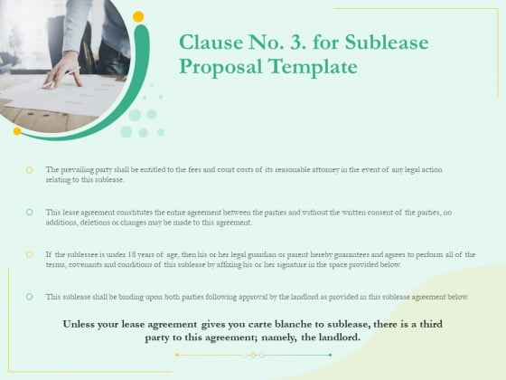 Sublease Agreement Clause No 3 For Sublease Proposal Template Ppt Slides Pictures PDF Sublease Agreement Clause No 3 For Sublease Proposal Template Ppt Slides Pictures PDF