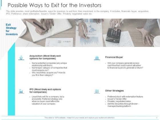 Subordinate Debt Pitch Deck For Fund Raising Possible Ways To Exit For The Investors Ppt Summary Mockup PDF Subordinate Debt Pitch Deck For Fund Raising Possible Ways To Exit For The Investors Ppt Summary Mockup PDF