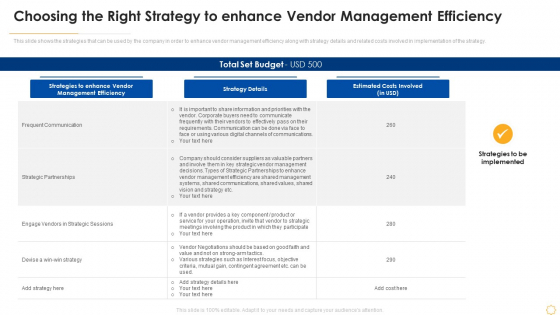 Successful Vendor Management Approaches To Boost Procurement Efficiency Choosing The Right Strategy Ideas PDF Successful Vendor Management Approaches To Boost Procurement Efficiency Choosing The Right Strategy Ideas PDF