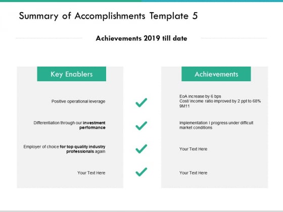 Summary Of Accomplishments Template Performance Ppt PowerPoint Presentation Slides Layouts Summary Of Accomplishments Template Performance Ppt PowerPoint Presentation Slides Layouts