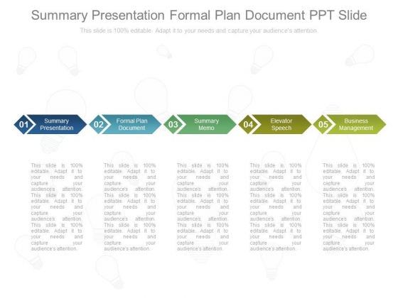 Summary Presentation Formal Plan Document Ppt Slide