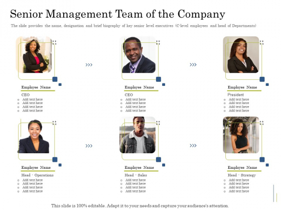 Supplementary Debt Financing Pitch Deck Senior Management Team Of The Company Themes PDF Supplementary Debt Financing Pitch Deck Senior Management Team Of The Company Themes PDF